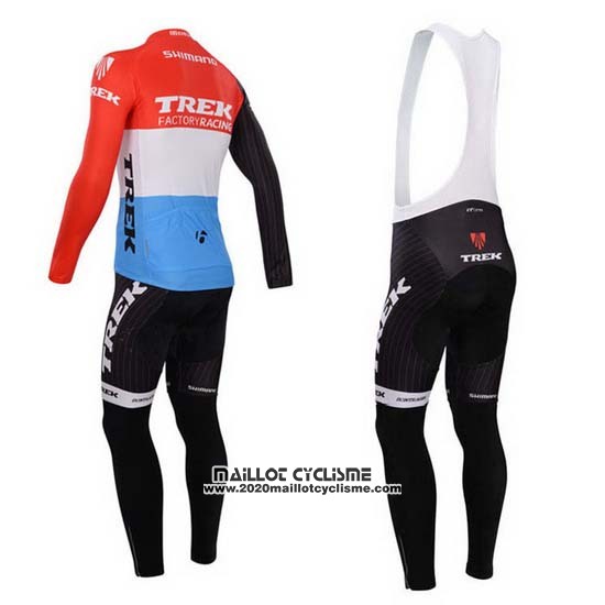 2014 Maillot Ciclismo Trek Factory Racing Rouge et Blanc Manches Longues et Cuissard